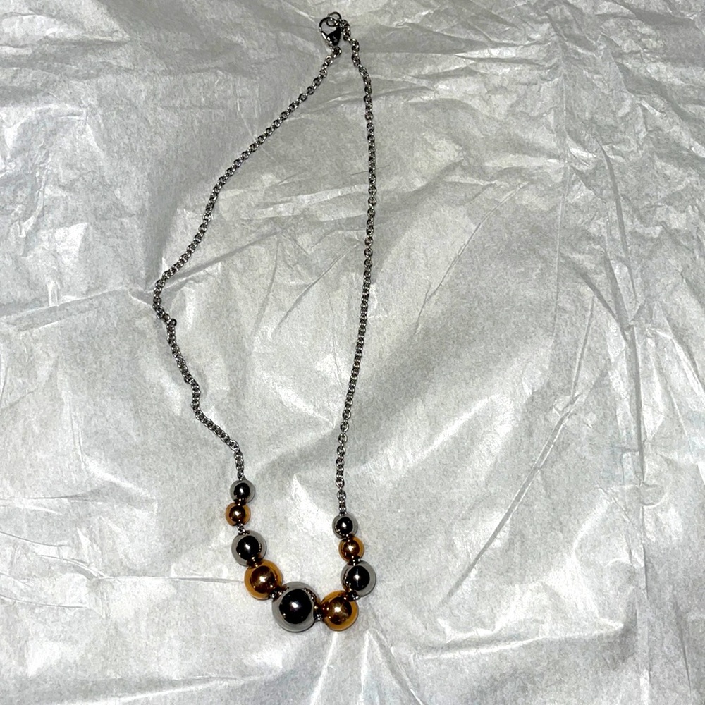 Silver and gold beaded necklace